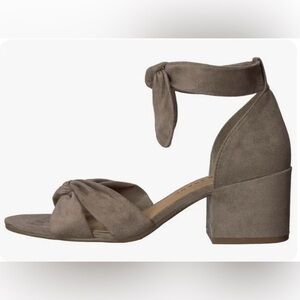 NEW Lucky Brand Taupe Ankle Tie Heel Sandals Women 7.5 Faux Suede